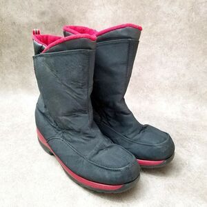 Lands End Unisex 30586 Sz 6 M Black Red Youth Waterproof Winter Snow Boots